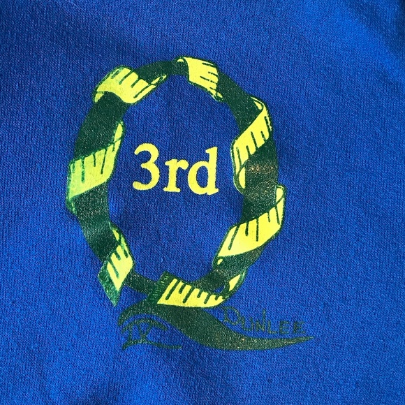 Vintage 80s Funky 3rd Bright Blue 3/4 button top - Picture 5 of 7